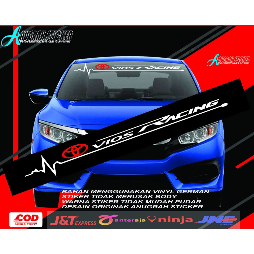Stiker Kaca Mobil Toyota Vios Motif Petir racing Cutting Sticker Termurah