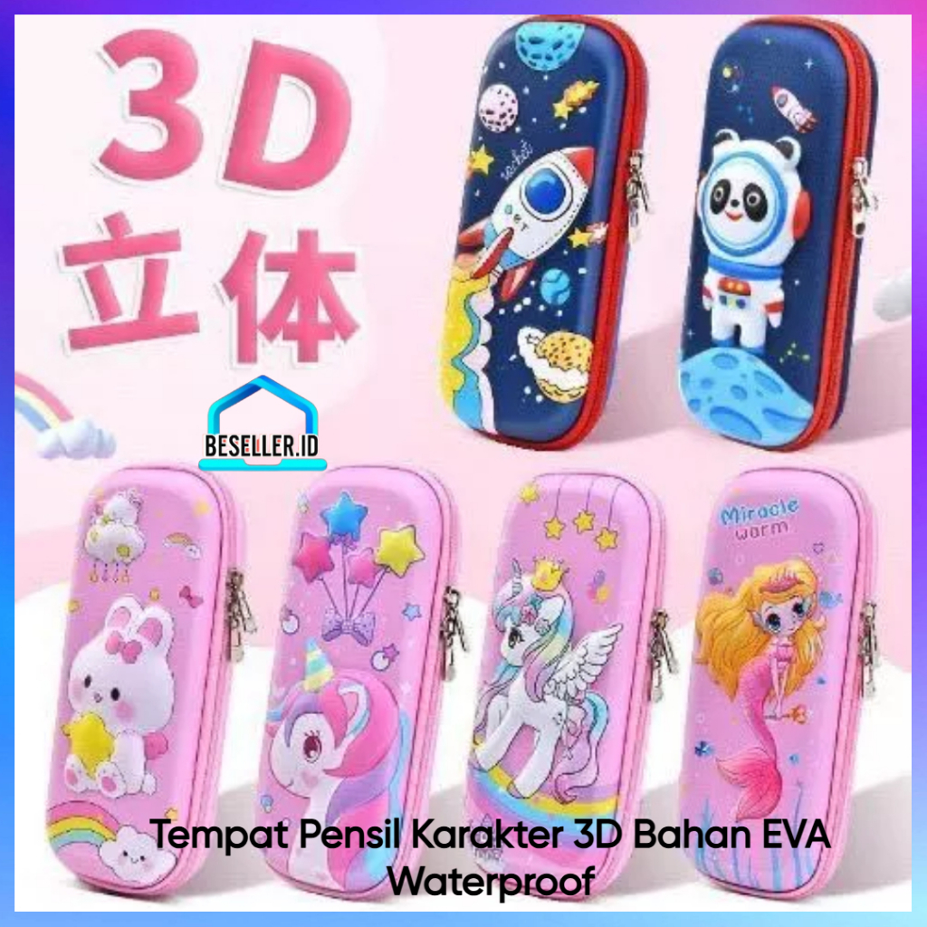 

BSid Kotak Pensil Pulpen Motif Lucu Untuk Anak Laki-Laki Perempuan / Tempat Pensil Karakter 3D Bahan EVA Waterproof