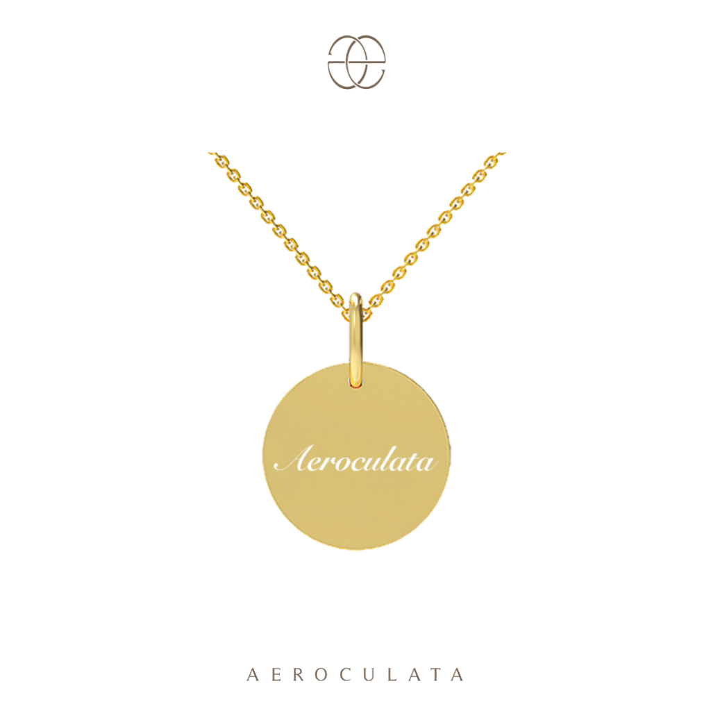 Aeroculata Round Necklace Kalung Nama Huruf Initial 925 Sterling Silver Lapis Emas 18k Rose Gold