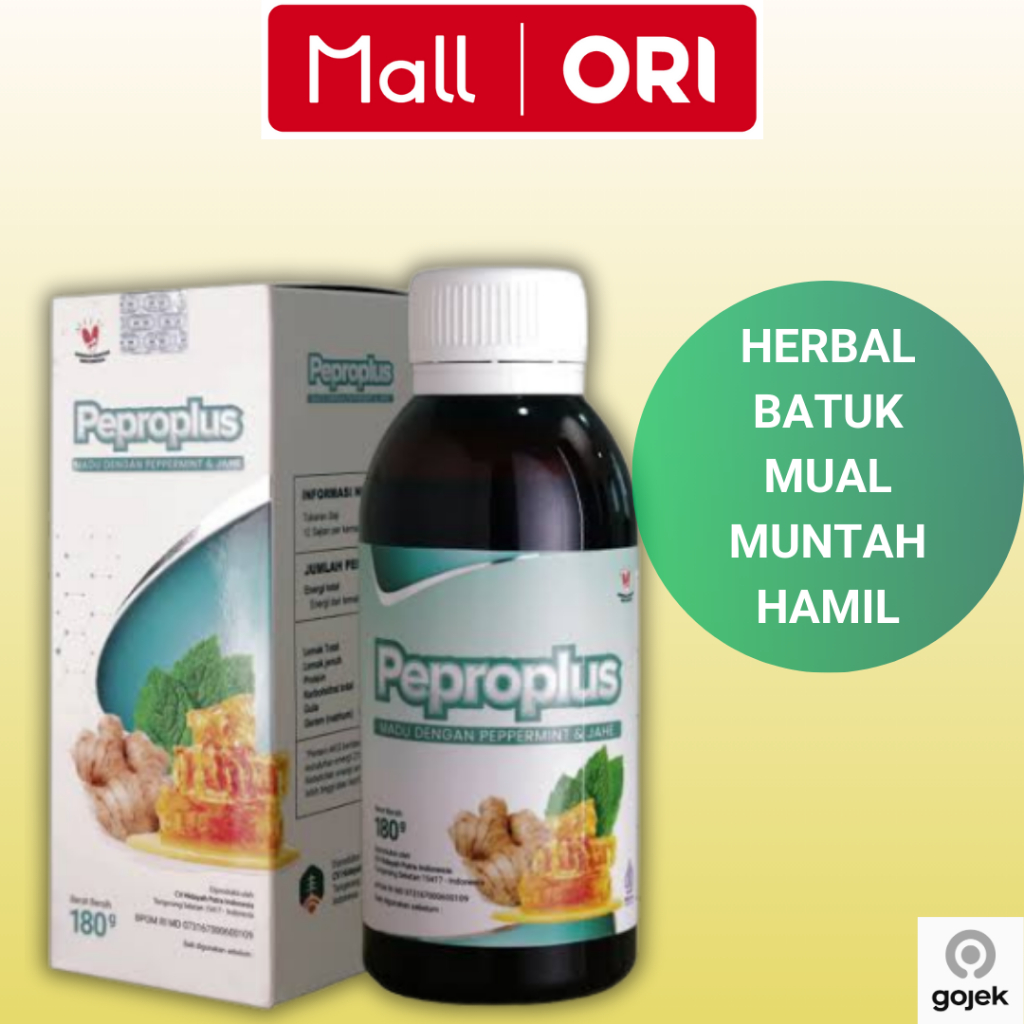 

PEPROPLUS 180gr Madu Pepermint Jahe Obat Batuk Mual Muntah Hamil