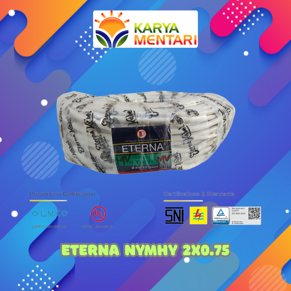 ETERNA KABEL NYMHY 2X0.75 SERABUT Putih (eceran)