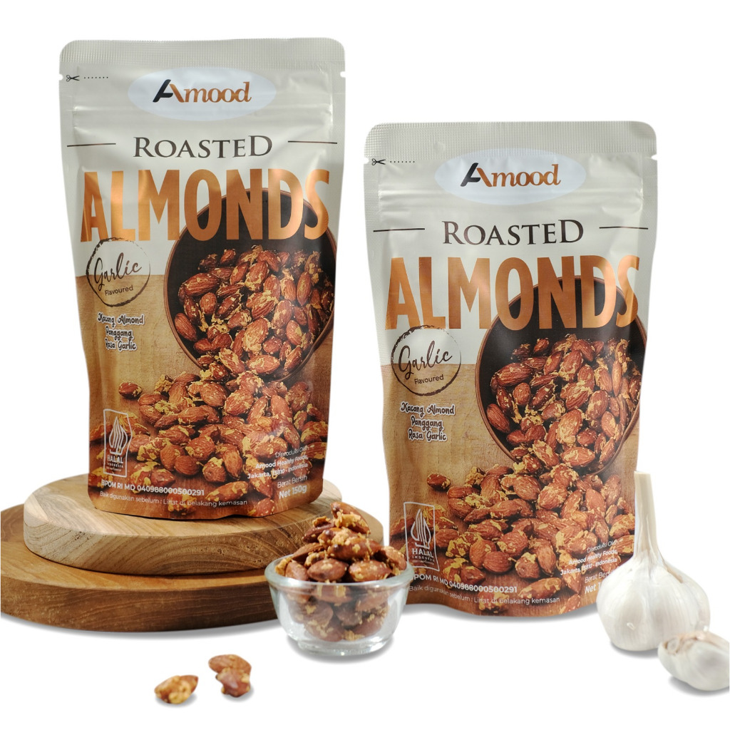 

Amood Roasted Almond 50 gr Kacang Panggang HALAL BPOM Rasa Garlic