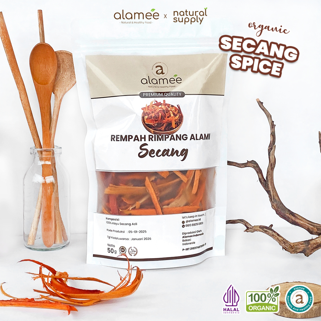 

ALAMEE Kayu Secang Asli Serut Sappan Wood Rempah Rimpang Organik Alami Bumbu Seasoning Masak 50gr