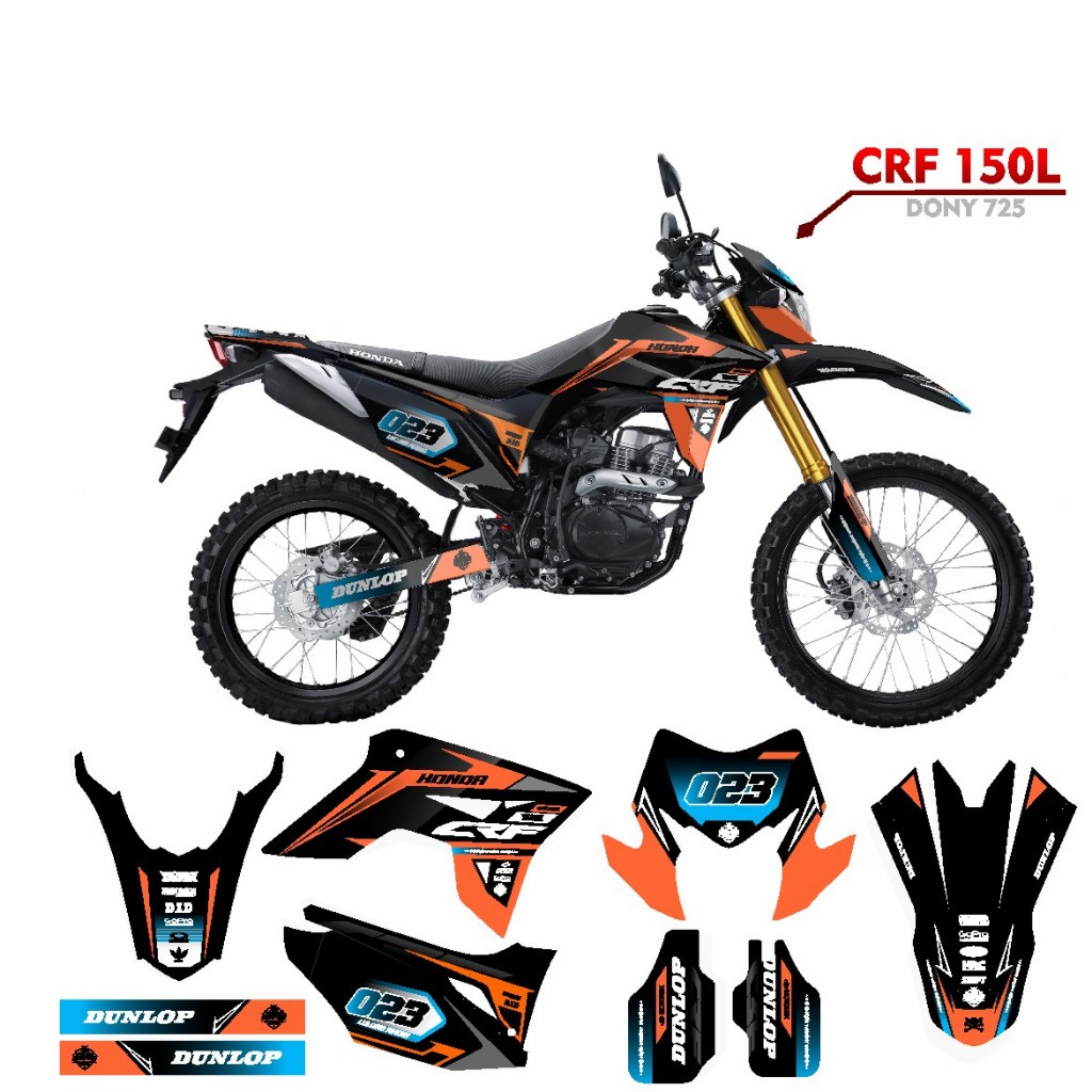 Decal sticker CRF hitam merah supermoto dan hitam oren
