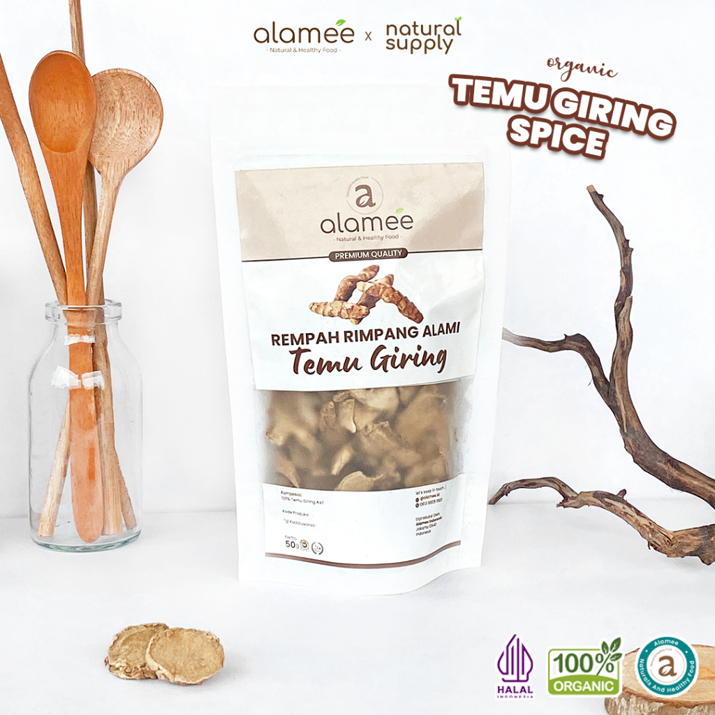 

ALAMEE Temu Giring Kering Organik Iris Kuning Gajah Rempah Rimpang Alami Bumbu Seasoning Masak 50gr