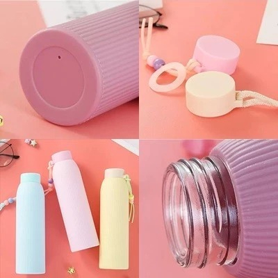 Botol Kaca Macaron Korea JP | Botol Air Minum Kaca