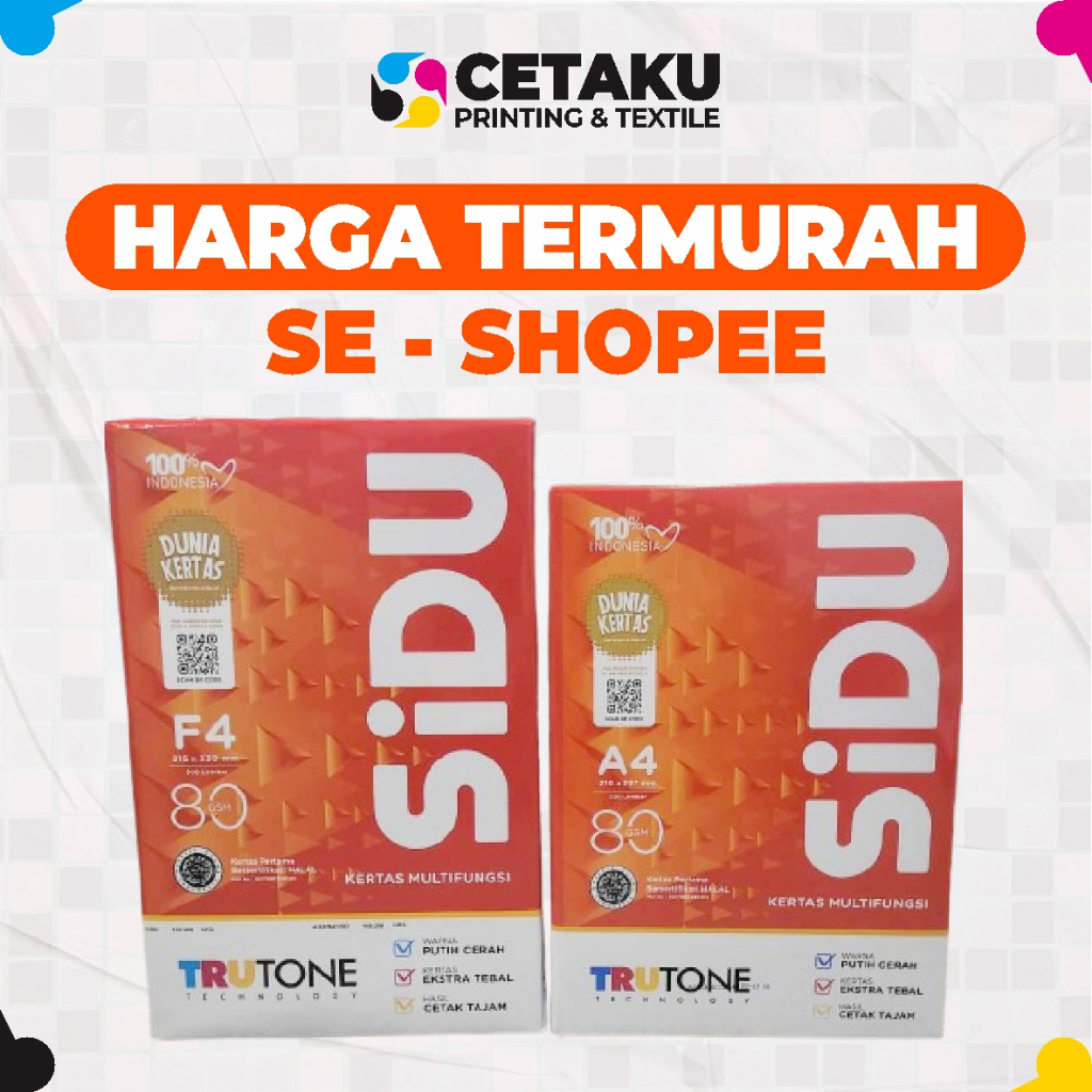 

Kertas HVS A4 Murah SiDu 80 GSM Kertas Print & Fotocopy 500 Lbr