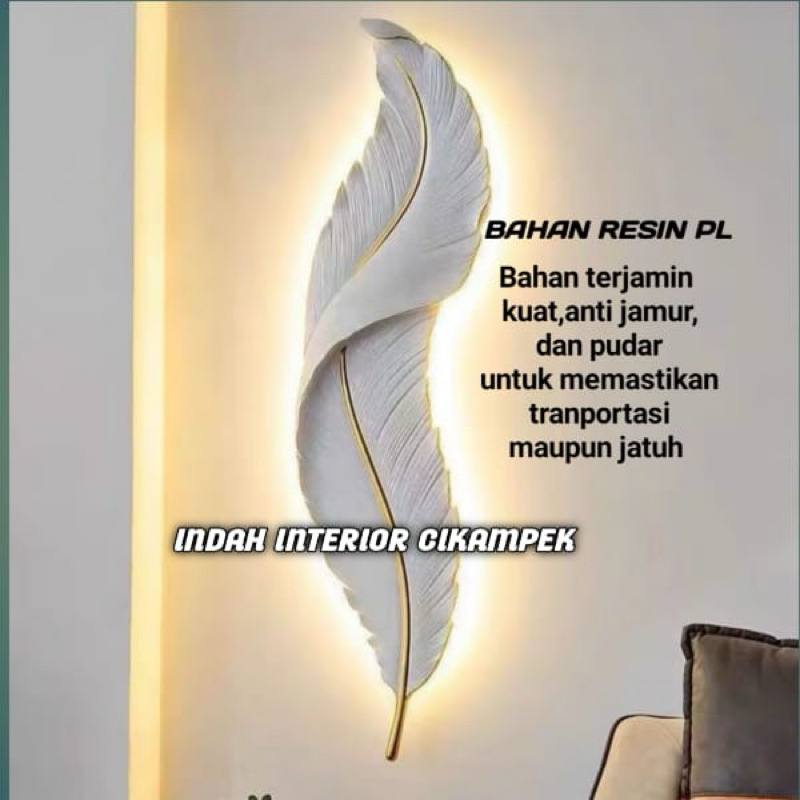 HIASAN DINDING BULU ANGSA LED –Lampu dinding estetik dengan desain bulu angsa modern