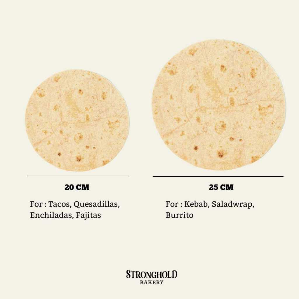 

AFGC Whole Wheat Tortilla Kulit Kebab Gandum / Salad Wrap 20 cm Stronghold Bakery