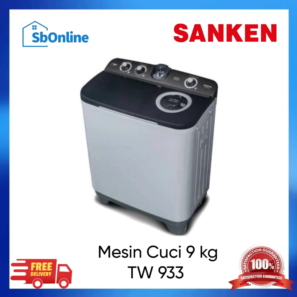 SANKEN 9KG TW-933 MESIN CUCI 2TABUNG TW933 GARANSI RESMI GARANSI RESMI