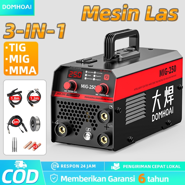 NEW DOMHOAI 3IN1 Mesin Las Mig-250 Las Listrik Profesional Inverter Mesin Las Pengelasan laser