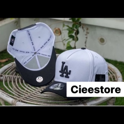 TOPI BASEBALL MLB LA WHITE BLACK SIMPLE ORIGINAL WHITE BLACK CAPS / TOPI PRIA WANITA