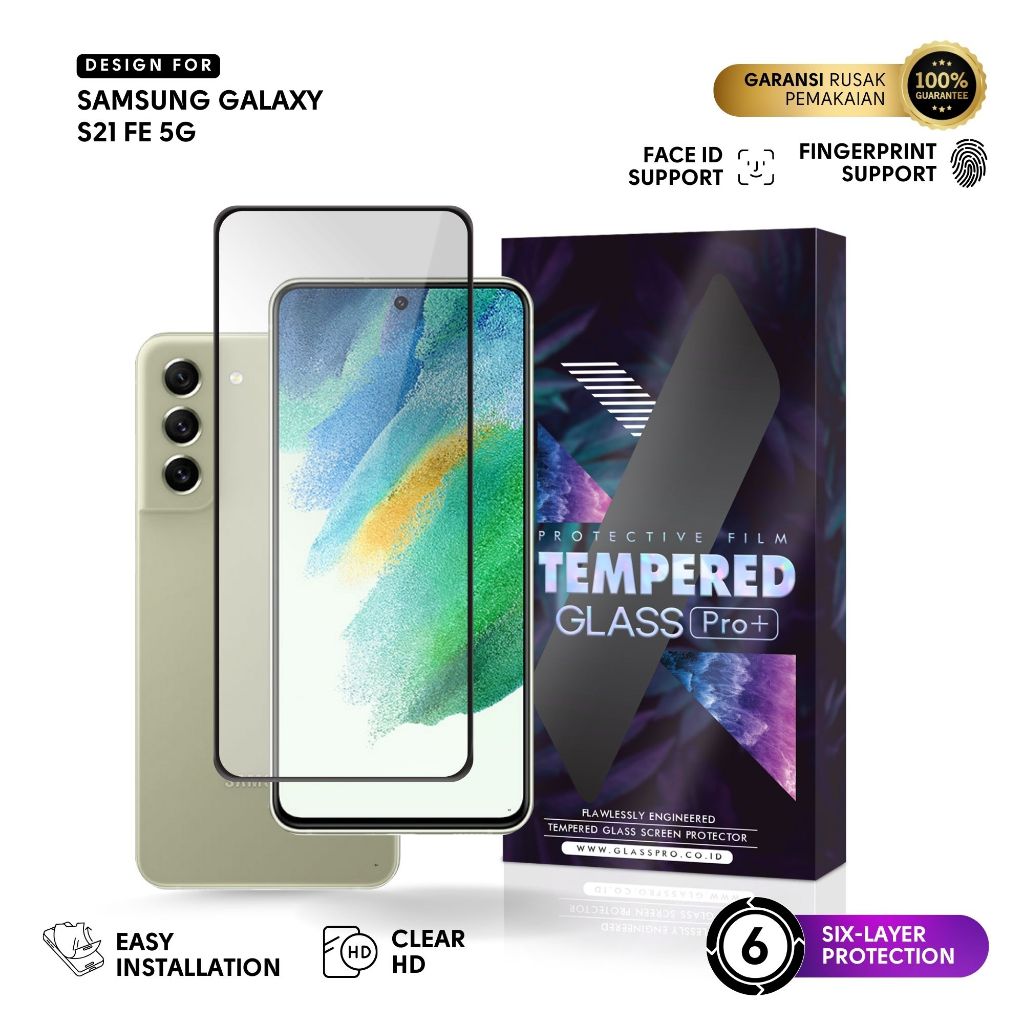 Glass Pro Tempered Glass Samsung Galaxy S21 FE 5G Full Cover Anti Gores Screen Guard Premium Bergara