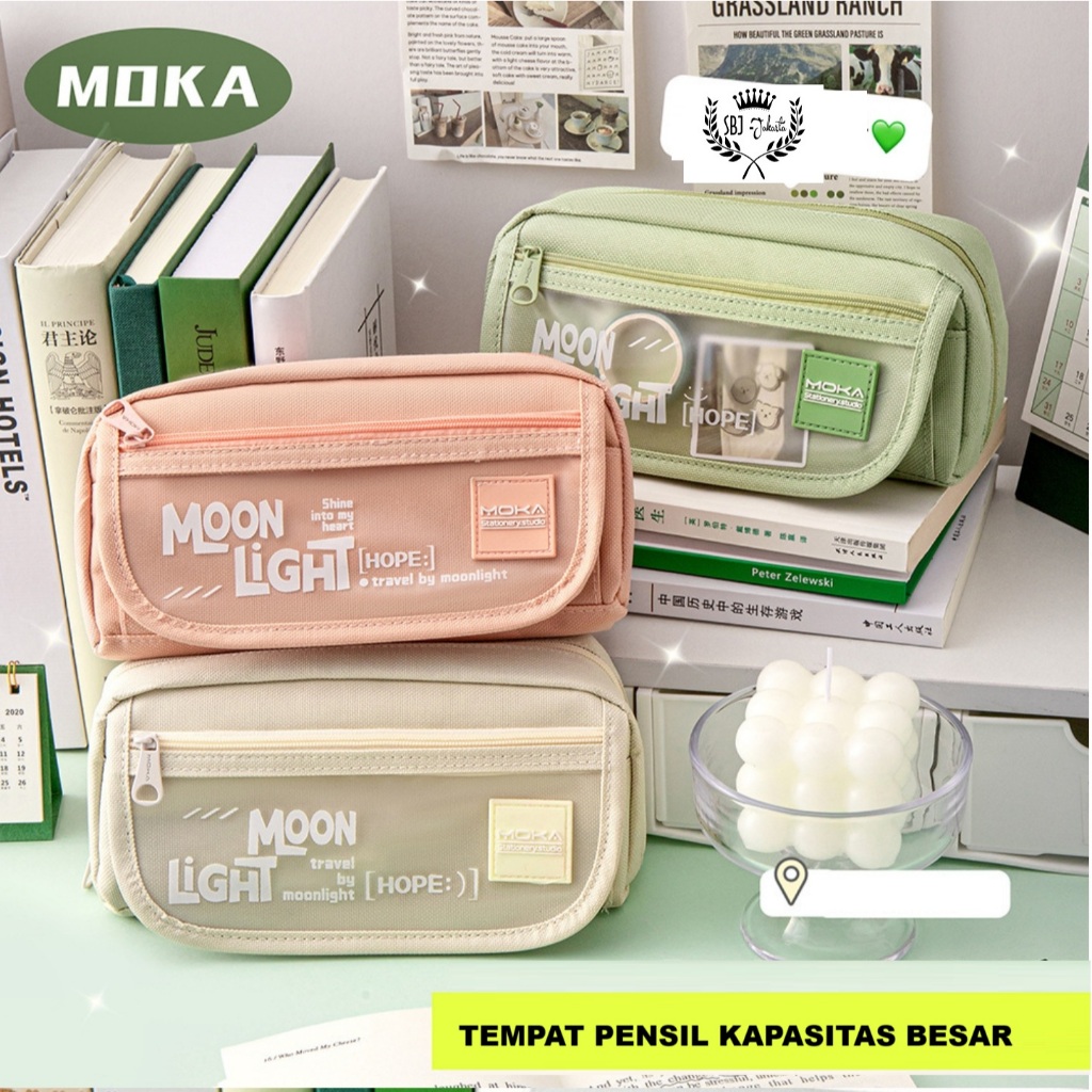

Kotak pensil tempat pensil Moka Original Moon Light Kapasitas besar