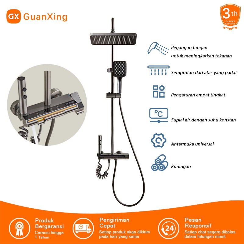 GUANXING-Shower Kamar Mandi Satu Set + Keran Shower + Set Shower Bathtub Stainless Steel - Set Batan
