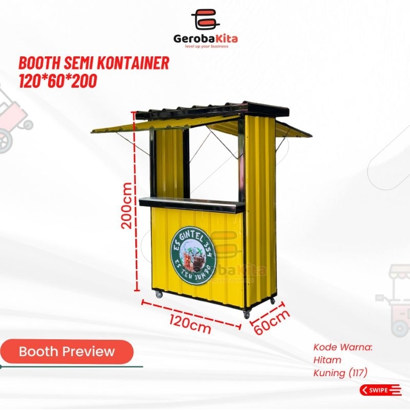 booth semi kontainer ukuran 120x60x200 roda