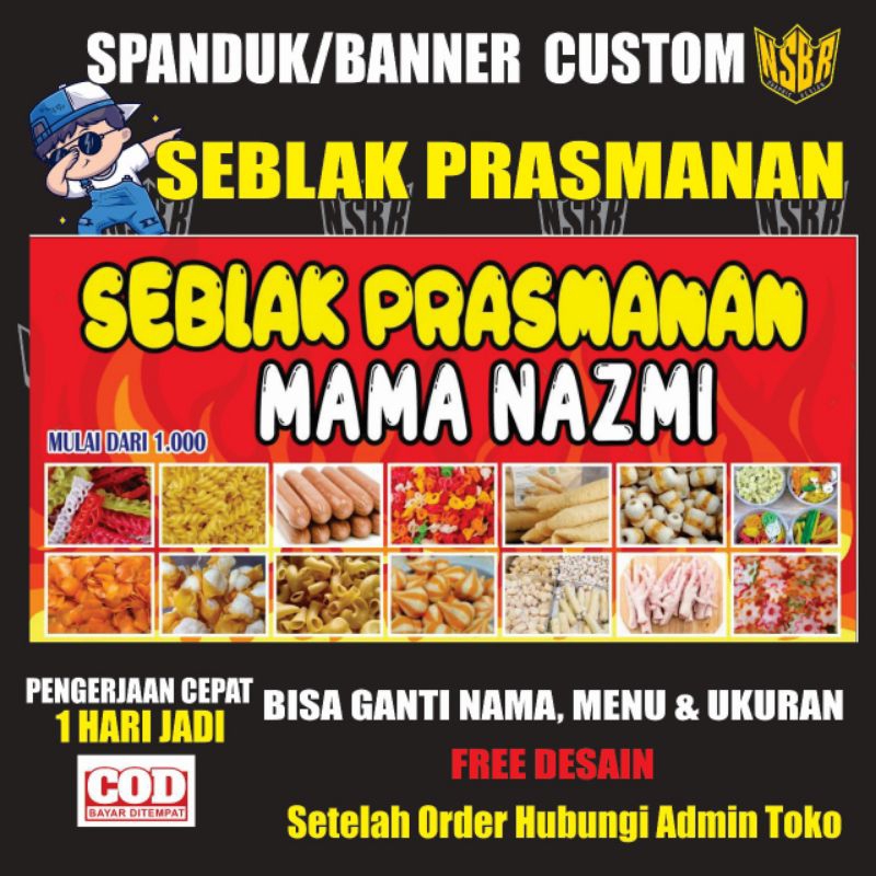 Benner / Spanduk Seblak Prasmanan / Spanduk seblak bisa ganti nama & menu