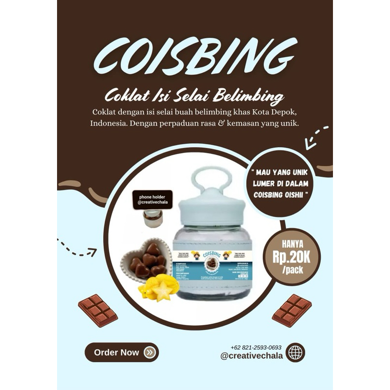 

Coklat isi selai buah belimbing Khas Kota Depok Jawa Barat (coisbing)