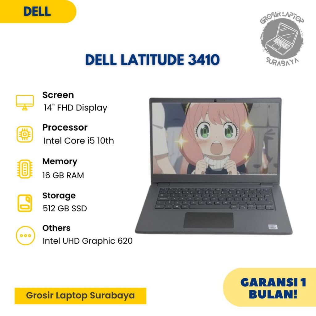 DELL Latitude 3410 Core I5 Gen 10 RAM 16GB SSD 512GB 14inch