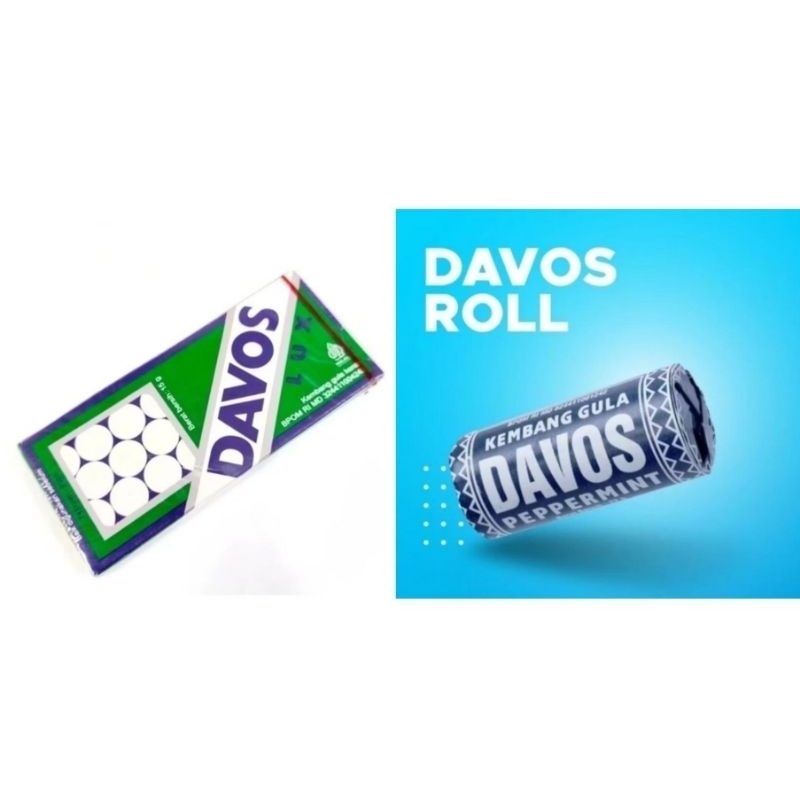 

Permen Davos Roll Original - Permen Mint Legendaris Segar & Melegakan Tenggorokan Rasa Peppermint 1 Pack Isi 10 Roll