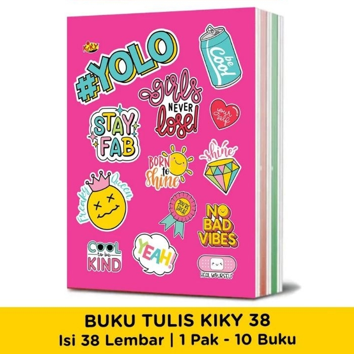 

Buku Tulis Merek KIKY / Buku Tulis 38 Lembar / Bermotif Random (1 PAK isi 10 PCS Buku)
