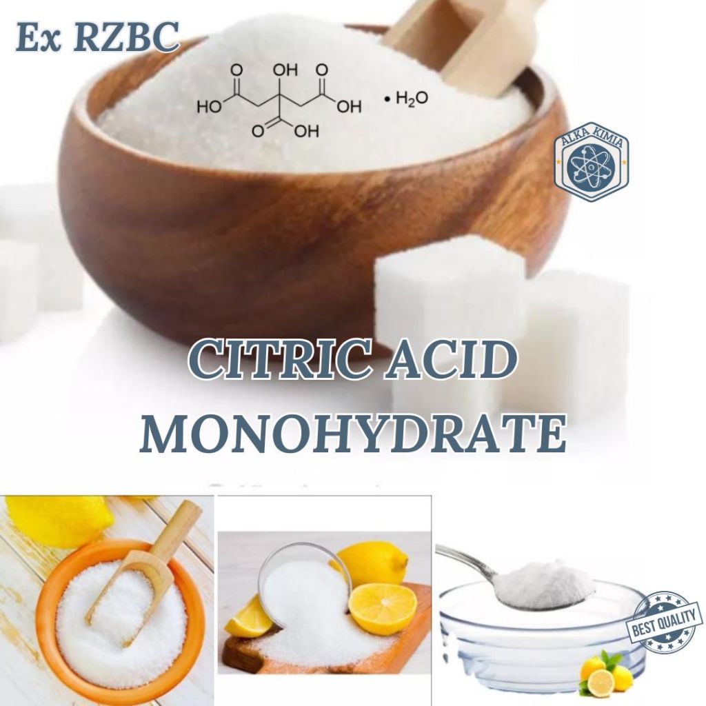 

Asam Sitrat Monohidrat 1kg / Citric Acid Monohydrate Food Grade / Ex RZBC Asam Sitrun Penambah Rasa Natural