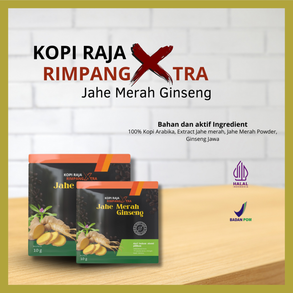 

RAJA RIMPANG | Minuman serbuk kopi jahe merah gingseng 10gr