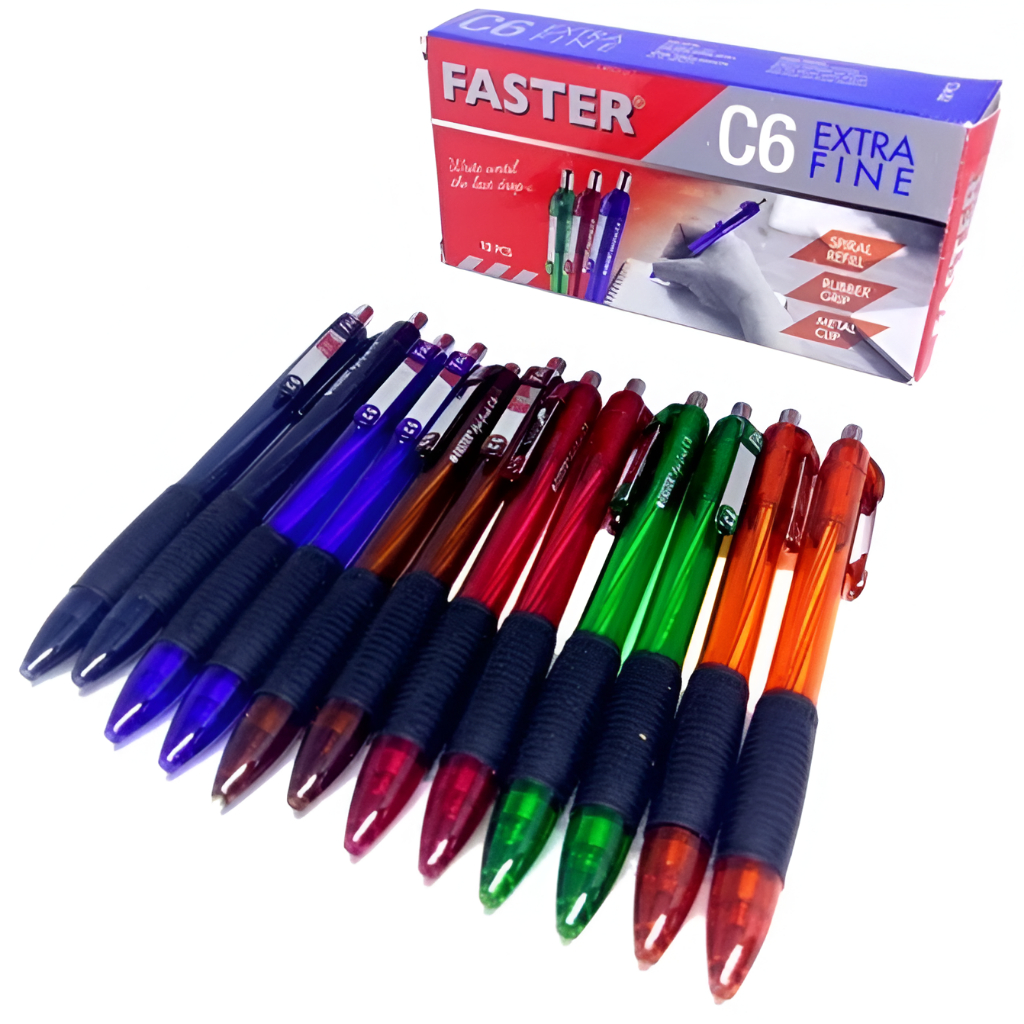 

Pulpen Faster C6 Cetek (12 pcs) - BOLPEN FASTER C6 / Pulpen Bolpoin FASTER C-6 / C6 Extra Fine 0.7mm