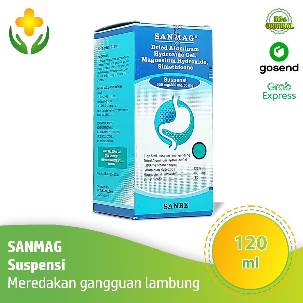 Sanmag Suspensi 120 ml - Obat Gangguan Asam Lambung Maag | Sanmag Sirup