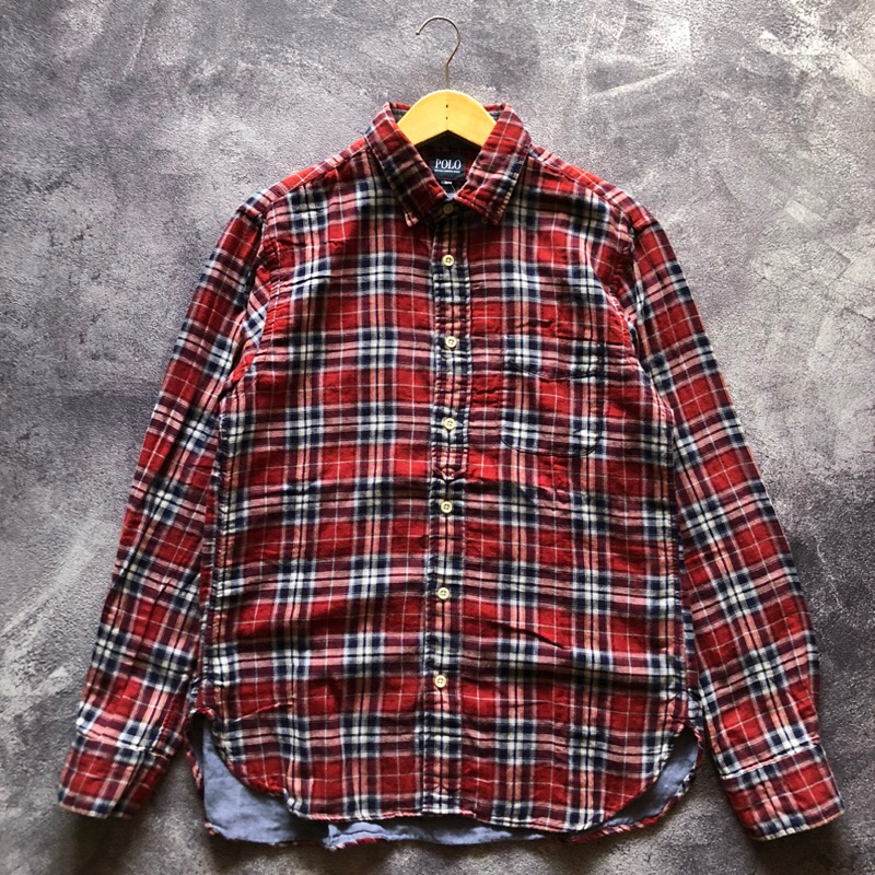 Outer Veterano Flannel POLO Brotish Second Size L,flanel veterano second flanel merah second