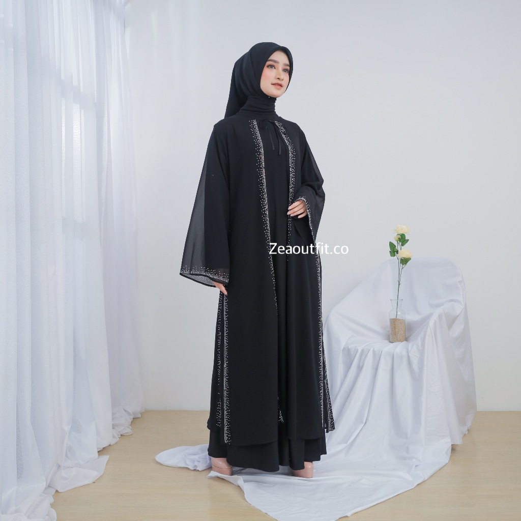 Sahira Abaya Outer 2in1 Set Gamis Wanita Muslimah Terbaru Mewah Elegan Inner Dan Outer Jumbo