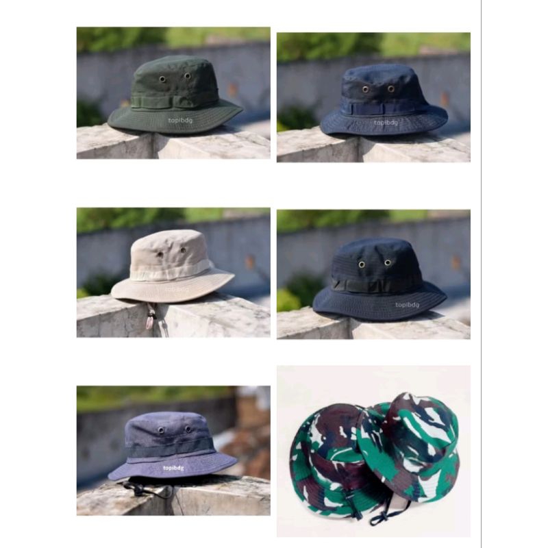 Topi rimba outdoor, Topi rimba ripstok, Topi rimba polos, Topi rimba loreng, Topi rimba gunung, Topi