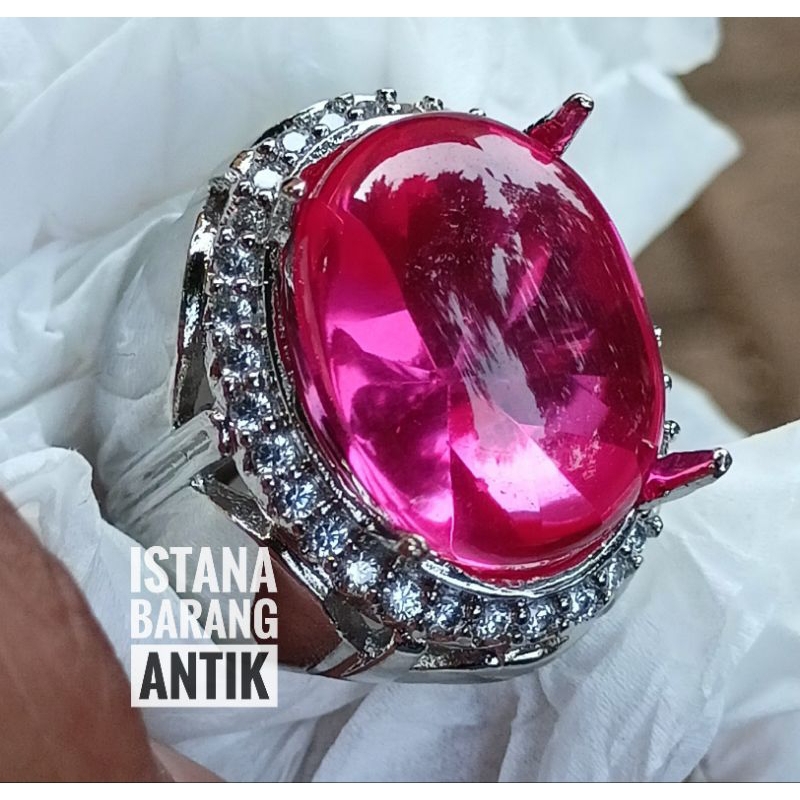 CINCIN BATU PERMATA MERAH DELIMA SIAM ROSE BANGKOK JUMBO
