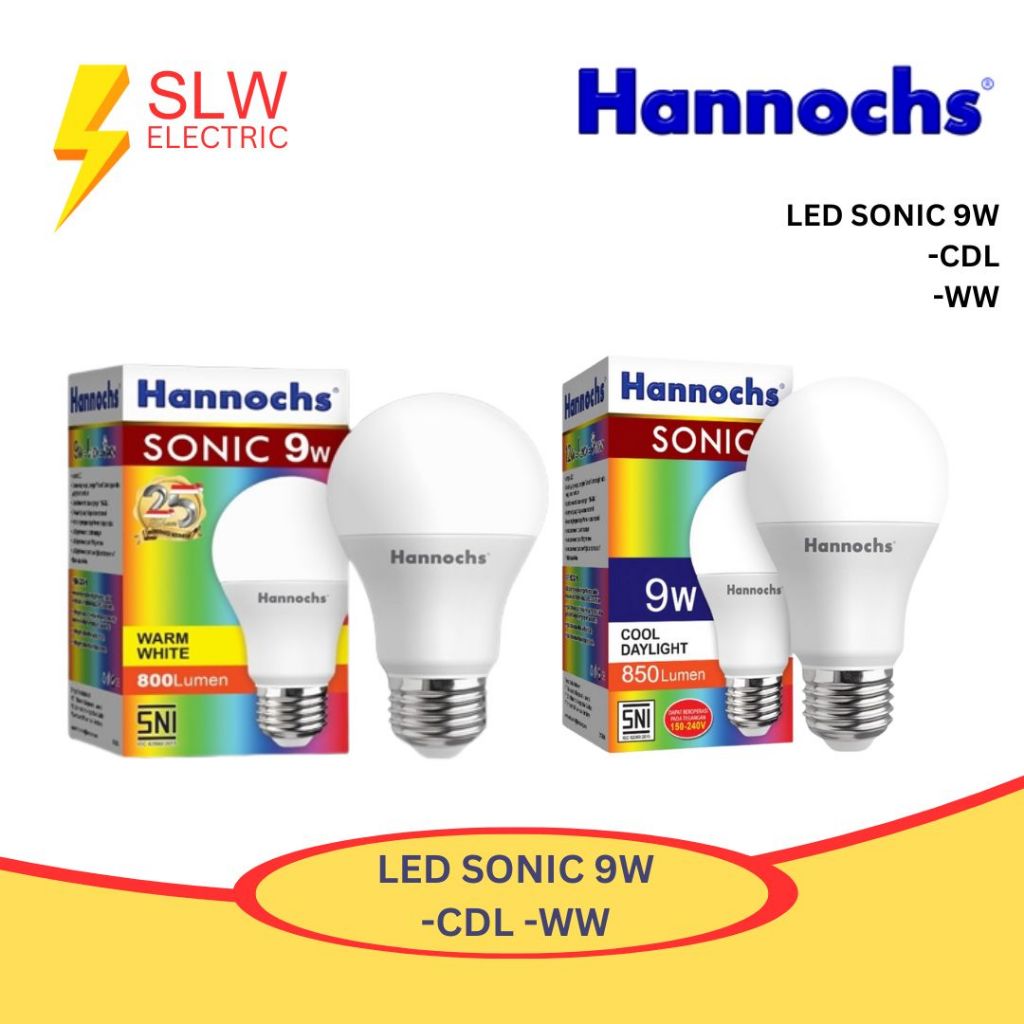 HANNOCHS SONIC LED BULB 9WATT 9W - BOLA LAMPU BOHLAM LED 9 WATT