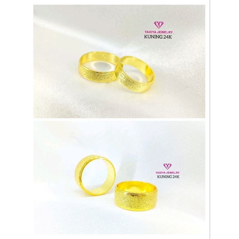 cincin cincin pasir 1/2 dan 1suku lapis emas 24k