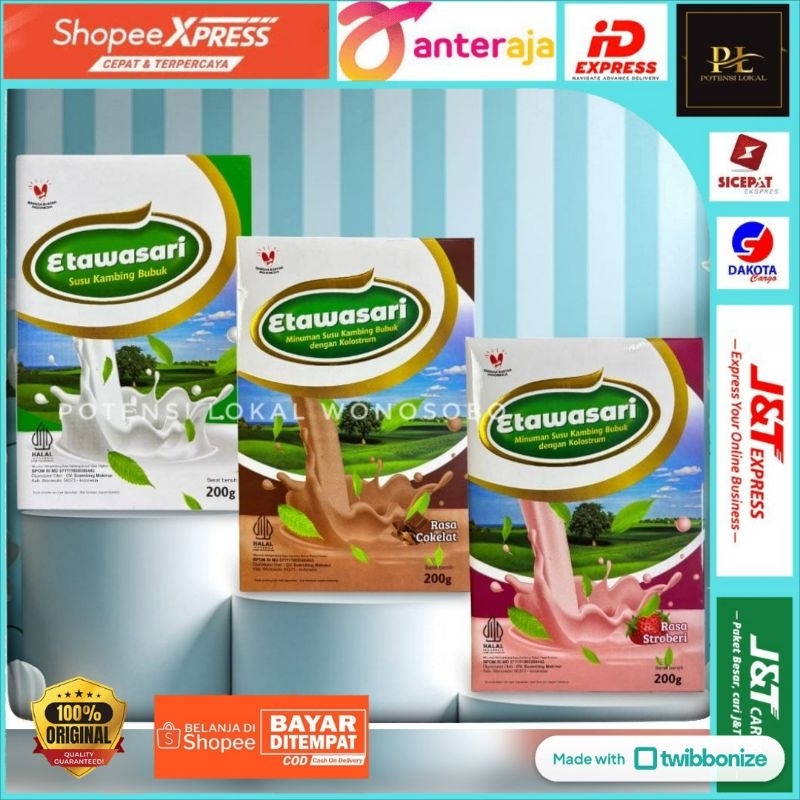 

ETAWASARI | PAKET MIX 3 VARIAN RASA | Original Coklat Strawberry | Susu Bubuk Kambing Etawa | Solusi Asam Urat dan Nyeri Sendi | Penambah Stamina serta Penjaga Daya Tahan Tubuh