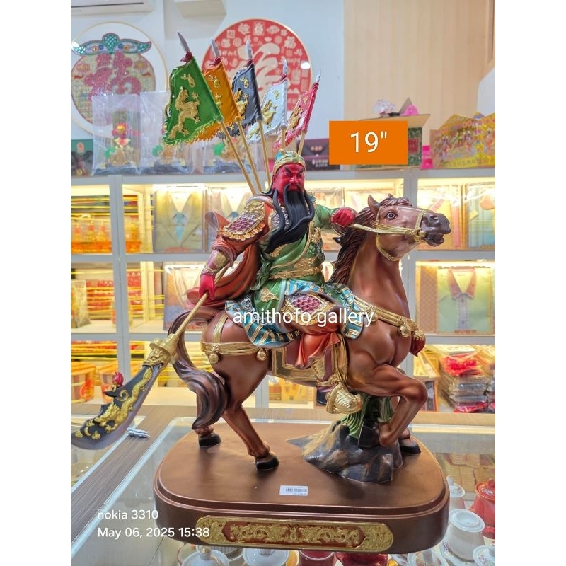 patung / rupang kwankong guan yu 19" kuda Fiber