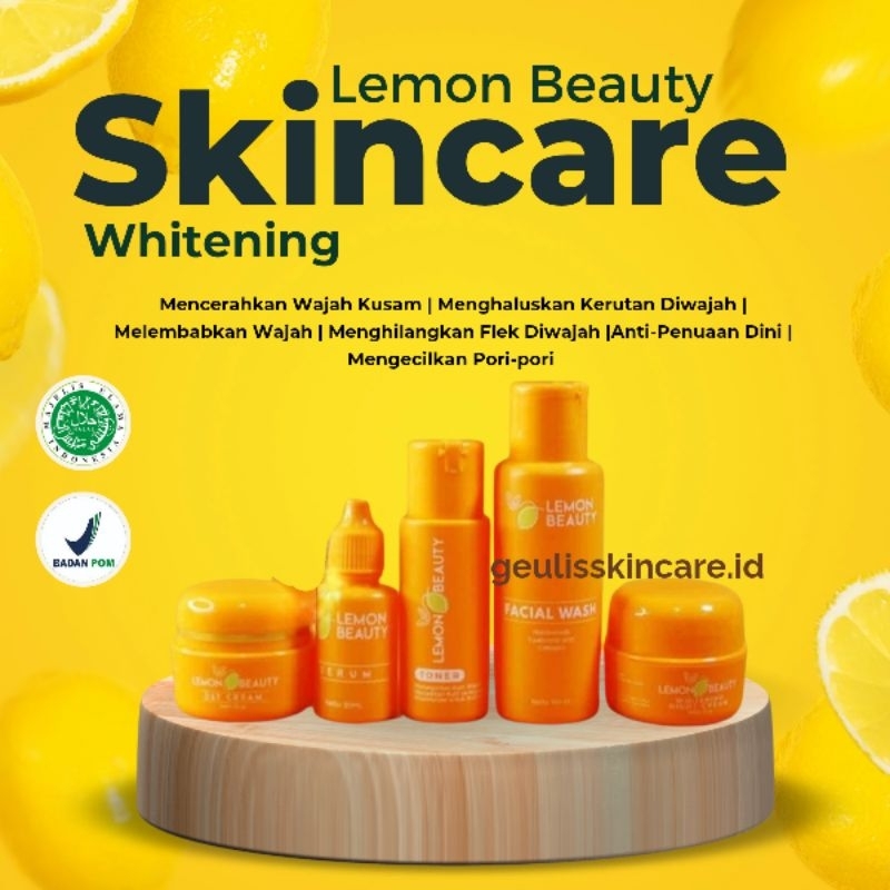 Lemon Beauty Skincare Paket Whitening BPOM Pencerah Wajah glow!ng | Mencerahkan Wajah Kusam | Mengha