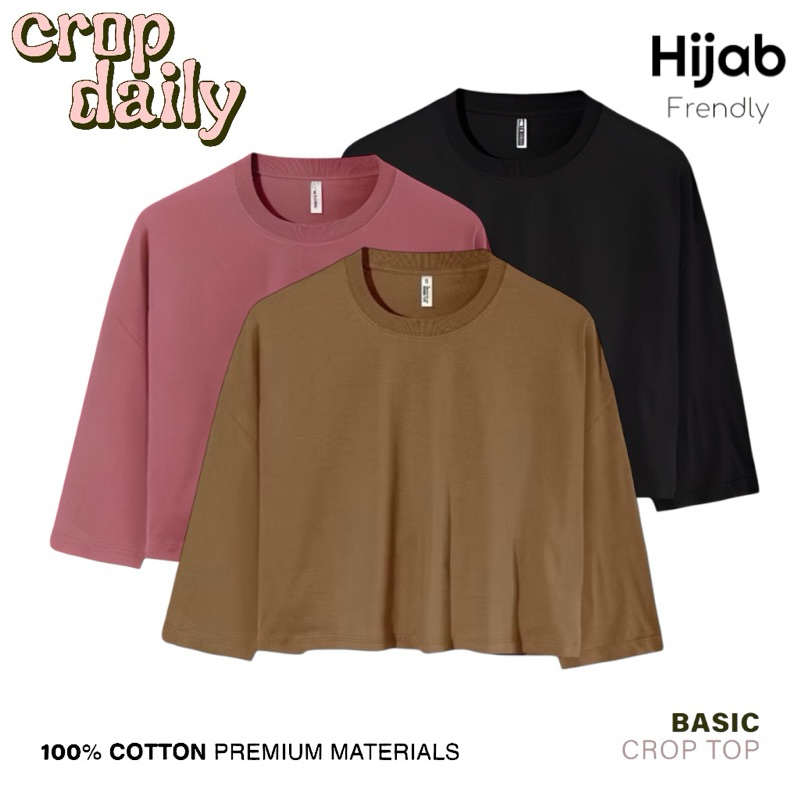 BAJU CROP TOP OVERSIZE LENGAN PANJANG HIJAB FRIENDLY