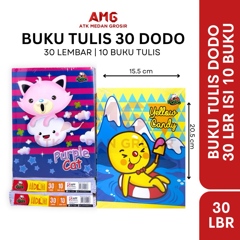 ATK MEDAN GROSIR-BUKU TULIS 30 LEMBAR DODO 10 BUKU