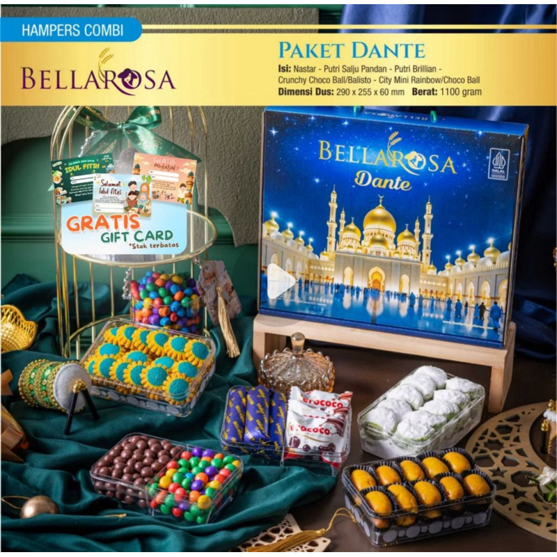 

HAMPERS KUE KERING BELLAROSA PAKET DANTE SERIES KUE LEBARAN IDUL FITRI 2025