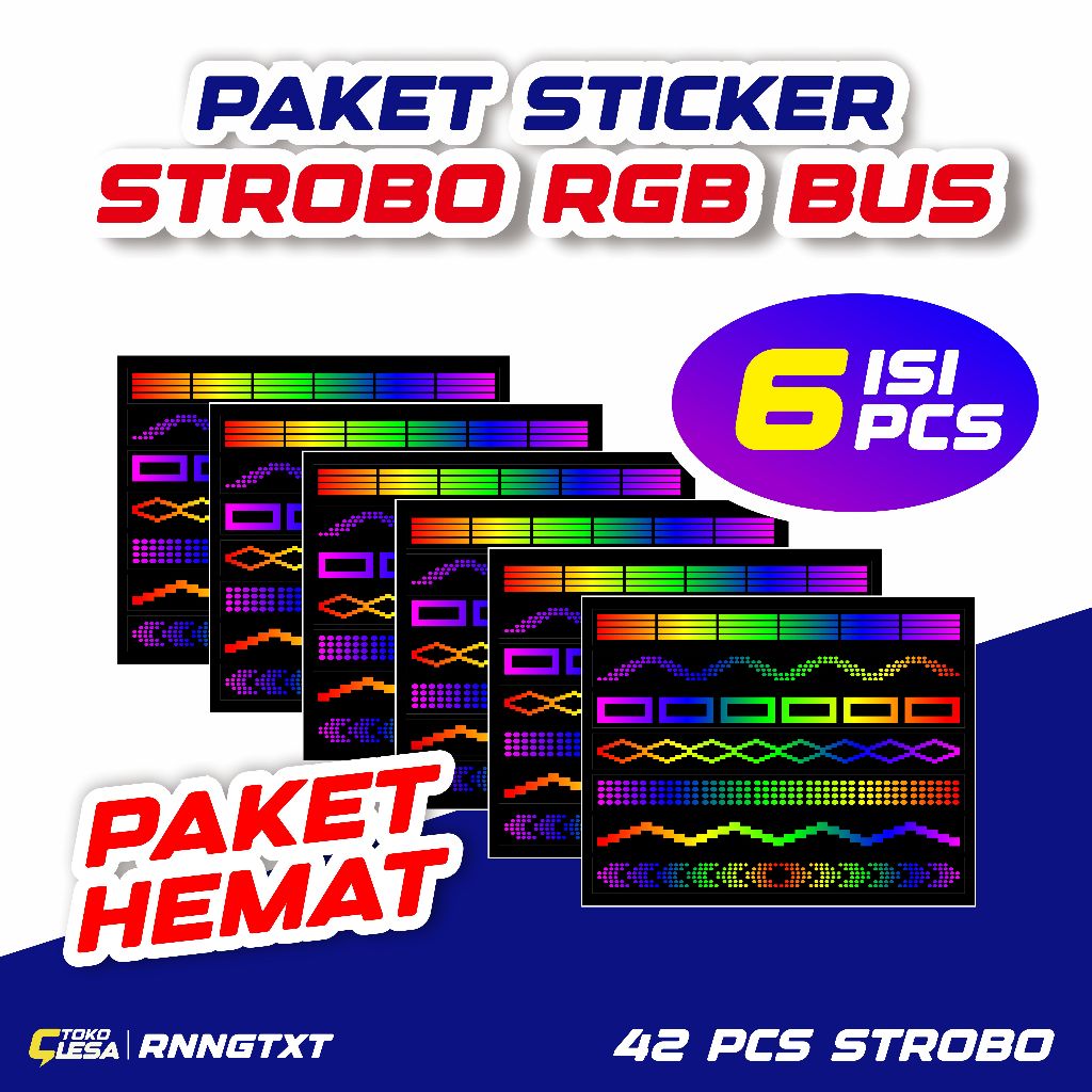 PAKET ISI 6 PCS | Stiker Miniatur Bus Stobo RGB Stiker Running Text Stiker Teks Berjalan Miniatur Bu