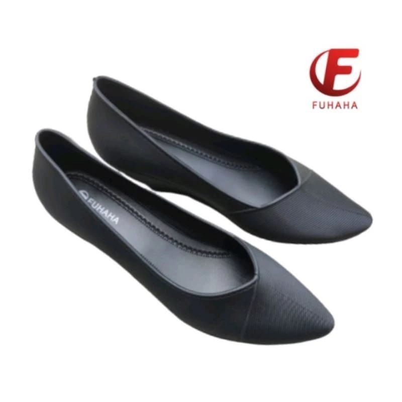 FUHAHA - Flat Shoes Wanita Elegan & Nyaman - Hitam
