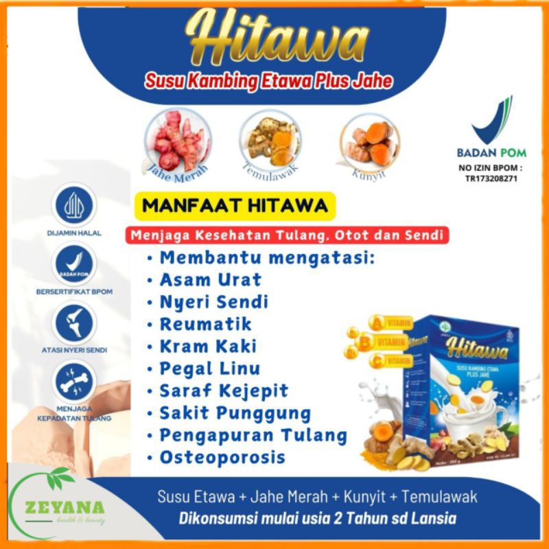

HITAWA Atasi Nyeri Sendi | Netto 200gr Susu Etawa Plus Herbal Jahe Kunyit Temulawak Mengatasi Asam Urat