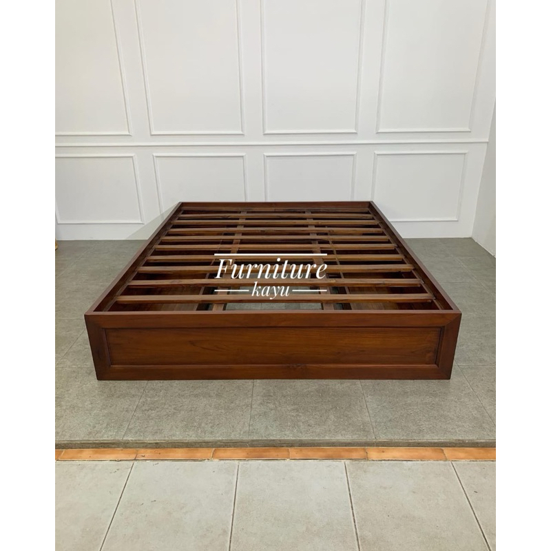 dipan tempat tidur kayu jati, tempat tidur minimalis kayu jati, dipan tempat tidur murah kayu jati