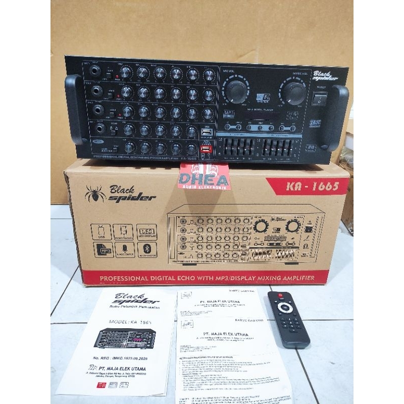 POWER AMPLI MIXER AMPLIFIER BLACK SPIDER KA1665 KA 1665 KA-1665 ORIGINAL USB MP3 BLUETOOTH EQUALIZER