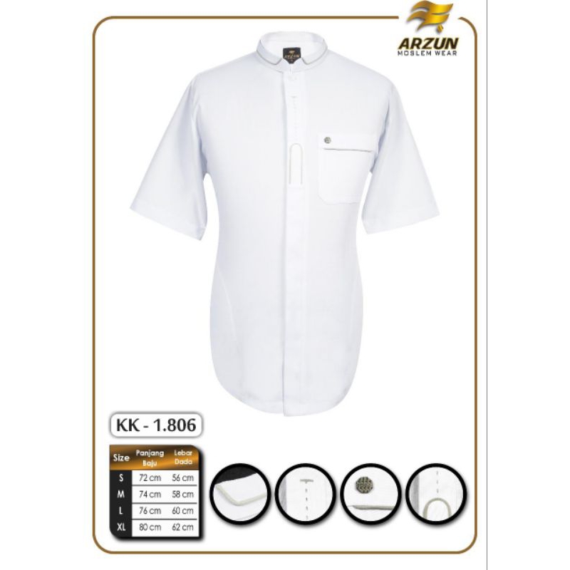New Collection 14 Kemeja Koko Arzun Lengan Pendek/ Kemko Arzun Premium/ Kemeja Koko Arzun Putih Leng