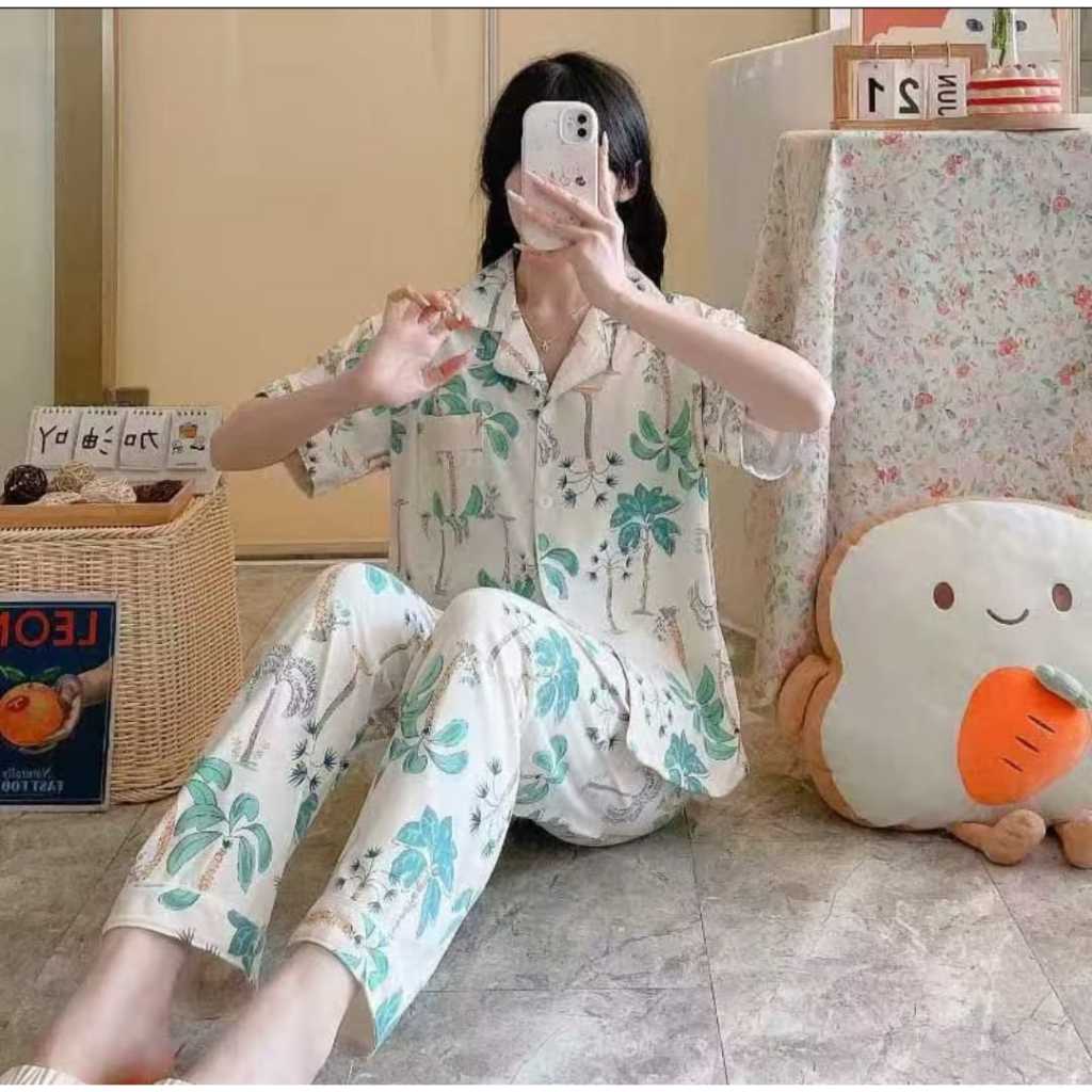 [BISA COD] GRA PIYAMA WANITA CP KANCING PREMIUM IMPORT BRAND LEISURE WEAR