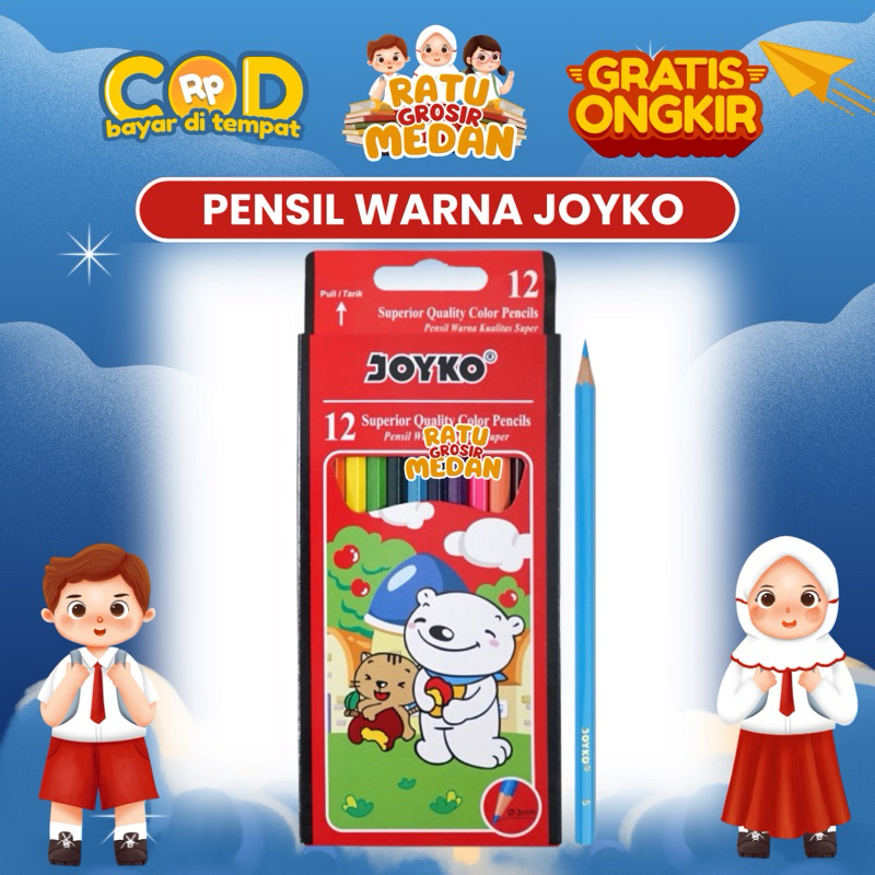 

JOYKO PENSIL WARNA PANJANG KUALITAS BAGUS 12 WARNA GRATIS RAUTAN