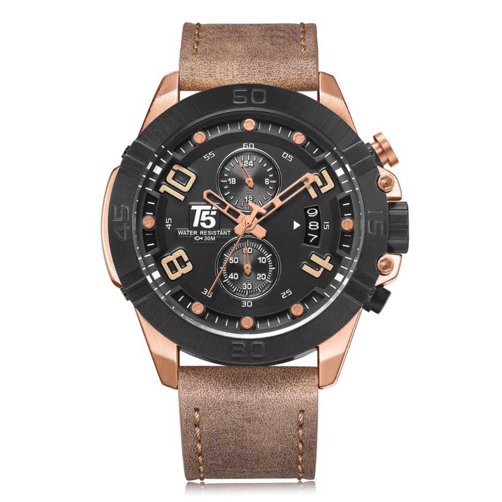 Jam Kulit T5 H3637 ORIGINAL T5 3637 CHRONOGRAPH / JAM TANGAN PRIA KULIT